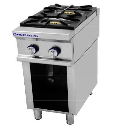 COCINA INDUSTRIAL A GAS GAMA 900 2 FUEGOS CON SOPORTE