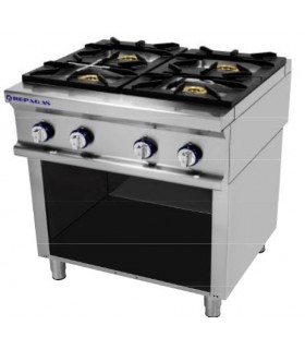 COCINA INDUSTRIAL A GAS GAMA 900 4 FUEGOS CON BASTIDOR