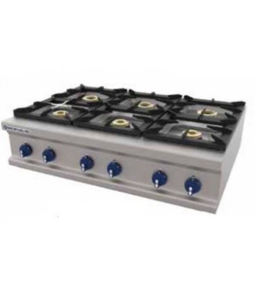COCINA INDUSTRIAL A GAS GAMA 900 6 FUEGOS SOBREMESA