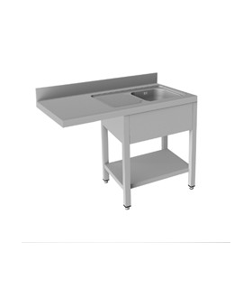 FREGADERO 1350X500 CON BASTIDOR 2 CUBAS Y ESCURRIDOR LADO IZQUIERDO CON HUEVO LAVAVAJILLAS