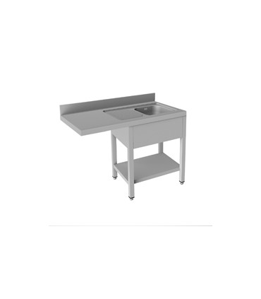 FREGADERO 1350X500 CON BASTIDOR 2 CUBAS Y ESCURRIDOR LADO IZQUIERDO CON HUEVO LAVAVAJILLAS