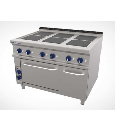 COCINA INDUSTRIAL ELÉCTRICA GAMA 900 6 PLACAS CON HORNO