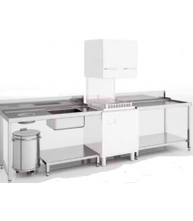 MESAS DE PRELAVADO CON ESTANTE LADO IZQUIERDO 800X750