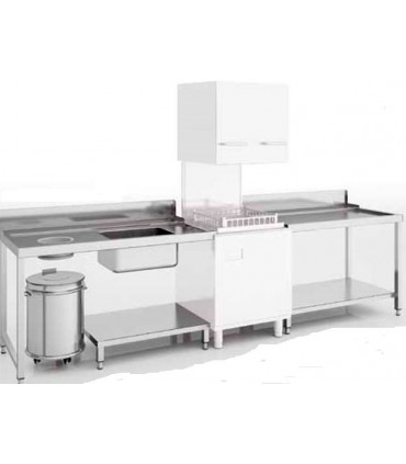 MESA ENTRADA / SALIDA LAVAVAJILLAS CON ESTANTE LADO DERECHO 1200X750