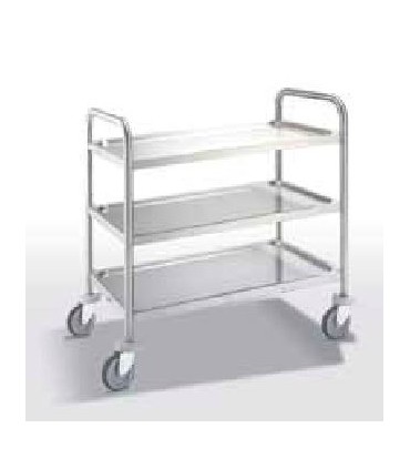 CARRO DE SERVICIO 900 ACERO INOX 3 ESTANTES