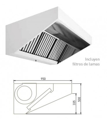 CAMPANA MURAL BAJA CON TURBINA SNACK 1500X950