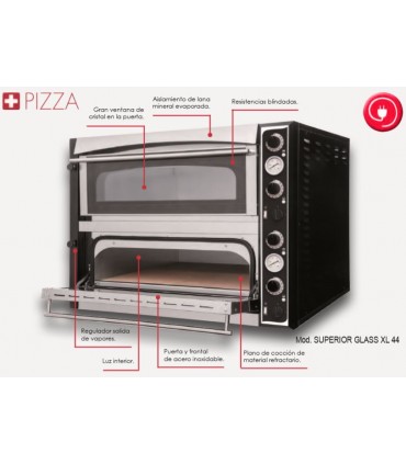 HORNO PIZZA SUPERIOR GLASS XL 66L DIGITAL