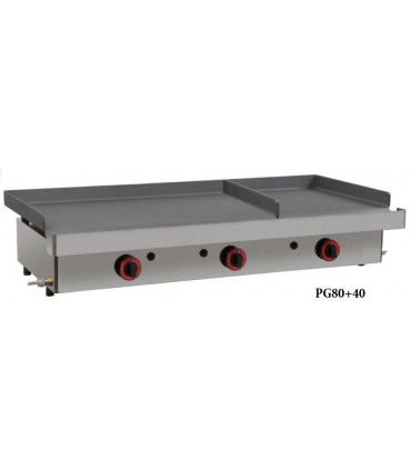 PLANCHA A GAS DOS ZONAS SEPARADAS ACERO LAMINADO ANCHO 120