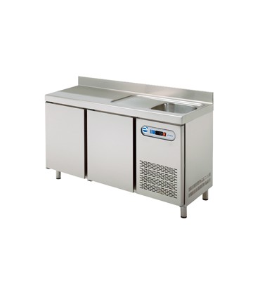 MESA REFRIGERADA CON FREGADERO 2 PUERTAS