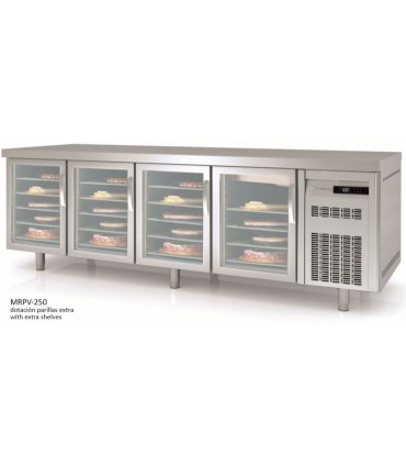 BAJOMOSTRADOR  REFRIGERACIÓN 4 PUERTAS DE CRISTAL 60X42