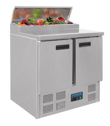 MESA FRÍA COMPACTA PARA ENSALADAS 2 PUERTAS  CON ZONA PARA 5 CUBETAS 1/3