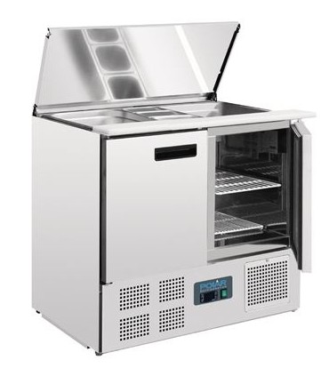 MESA FRÍA ENSALADAS COMPACTA 2 PUERTAS  ZONA PARA CUBETAS 1/1