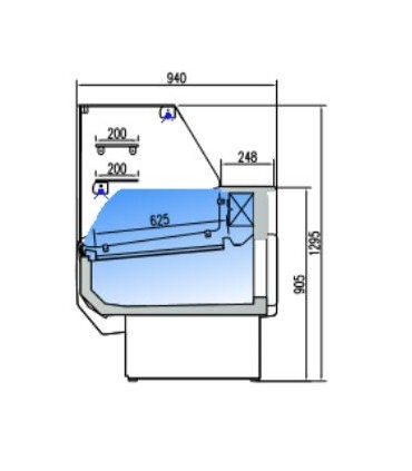 VITRINA EXPOSITORA ECONÓMICA 2000 PASTELERÍA FONDO 900 CRISTAL RECTO VERTICAL
