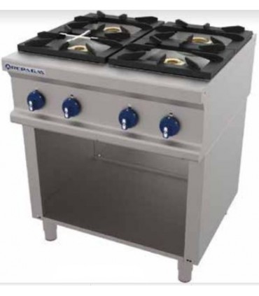 COCINA INDUSTRIAL A GAS GAMA 750 4 FUEGOS CON BASTIDOR
