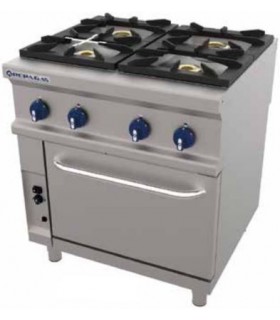 COCINA INDUSTRIAL A GAS GAMA 750 4 FUEGOS CON HORNO
